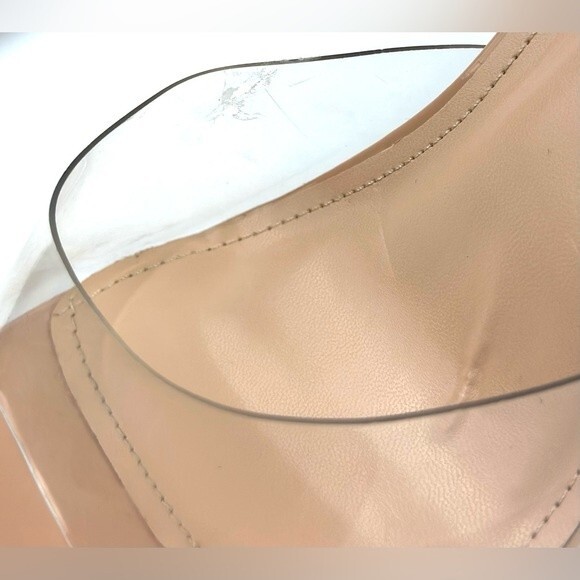 Cape Robbin Swag Nude Chunky Heels, Transparent Lace Up, Square Open Toe, Sz 11 - Picture 13 of 16